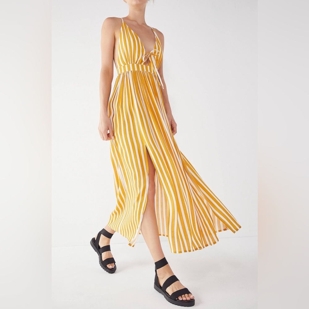 Urban Outfitters Tie-front Striped Maxi Dress